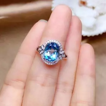 Baru Putri Dipotong 3.2ct Alami Dibuat Biru Safir Cincin Asli 925 Perak Jimat Pertunangan Perhiasan Cincin Untuk Wanita 10