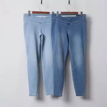 Base Dual-Use Knitting Imitation Denim Low Waist Skinny Pants Denim Blue M