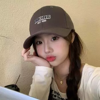 Baseball Cap Female Hard Top Violet Clear Summer All-Matching Sun Hat Students Look Small Outdoor Travel Peaked Cap C3658 Gray M(56-58cm)