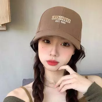 Baseball Cap Female Hard Top Violet Clear Summer All-Matching Sun Hat Students Look Small Outdoor Travel Peaked Cap C3658 Coffee M(56-58cm)