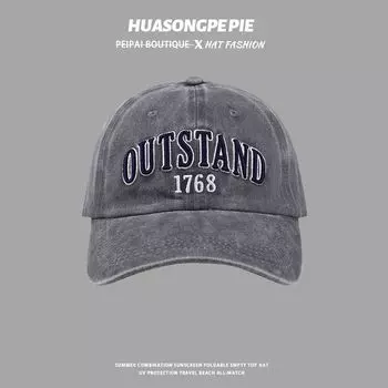 Baseball Cap Female Spring and Summer All-Match Washed Sun-Proof Peaked Cap Student Face-Looking Small Casual UV-Proof Sun Hat Male C3642 Gray M(56-58cm)
