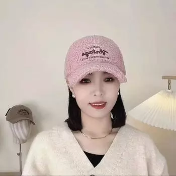 Baseball Cap Women s Autumn and Winter 2024 New Arrival Warm All-Matching Fashion Soft Top Wide Brim Face-Looking Small Peaked Cap Pink M