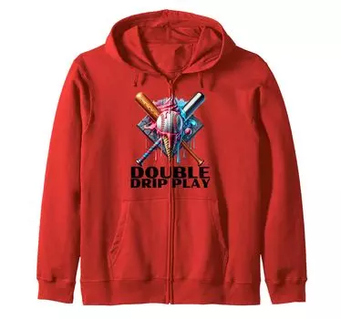 Baseball Home Plate Drip Ice Cream Drip Baseball Bat Season Zip Parka