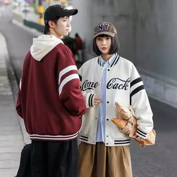 Бейсбольная куртка мужская весна-осень американская молодежная верхняя красивая свободная повседневная уличная куртка M кофейный
