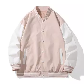 Бейсбольная майка мужская, высококачественная, модная, мужская куртка весна-осень, молодежная, хип-хоп, воротник-стойка, одежда для пар, контрастное пальто S чёрный