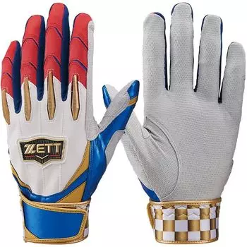 Baseball ZETT Limited Prostatus Batting Gloves Batting Gloves for Both Hands BG13011ASA ZETT Baseball Equipment Swallow Sports Royal Blue x Red M