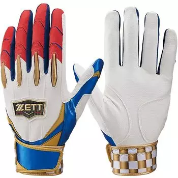 Baseball ZETT Limited Prostatus Batting Gloves Batting Gloves for Both Hands BG13012ASA ZETT Baseball Equipment Swallow Sports Royal Blue x Red L