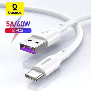 Baseus Быстрая зарядка USB-кабель типа C 5A USB-кабель типа C для передачи данных Huawei Charger Cable C для Xiaomi 10 Pro 9 1.5m белый