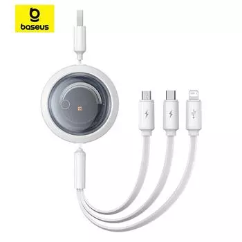 Baseus Free2Draw Выдвижной кристаллический кабель для быстрой зарядки данных USB-M+L+C 3,5 А, 1,1 м