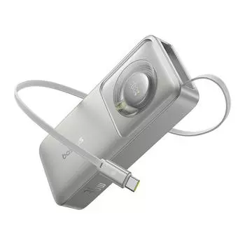 Baseus Free2Pull Power Bank 10000 мАч с быстрой зарядкой 30 Вт со встроенным выдвижным кабелем Type-C для ноутбуков iPhone 16 15 Pro Max 10000mAh 30W серый