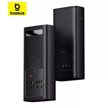 Baseus Super Si Power Inverter 500W 220V LCD Display Автомобильный инвертор Зарядное устройство Преобразователь EU розетка Блок питания для кемпинга