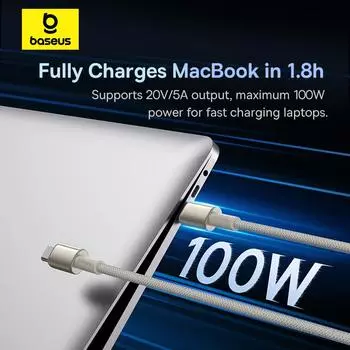 Baseus Tungsten Gold Кабель для быстрой зарядки данных Type-C — Type-C 100 Вт для iPhone 15 Pro Max Macbook Samsung POCO