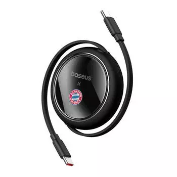 Baseus x FC Bayern Munich Выдвижной кабель USB C 100 Вт для iPhone 15 16 Xiaomi Samsung Кабель для быстрой зарядки для MacBook iPad чёрный