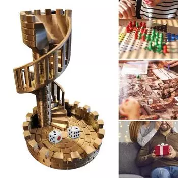 Башня для игры в кости Castle с подносом, прочная винтажная вращающаяся башня, держатель для игральных костей, украшение для ролевых игр, реквизит для настольных игр, предметы первой необходимости для вечерних игр золотистый