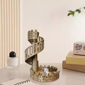 Башня для игры в кости Замок Башня для игры в кости с подносом Ролевая игра в ретро-стиле чёрный