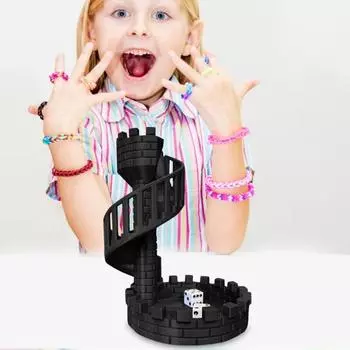 Башня для игры в кости Замок для игры в кости Башня для игры в кости с подносом Ролевая игра Ретро DND Башня для игры в кости и поднос для ролевых игр Настольные игры в кости Аксессуар чёрный