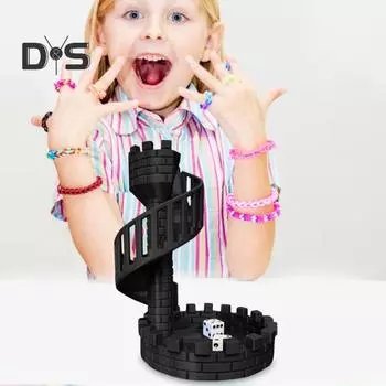 Башня для игры в кости Замок для игры в кости Башня для игры в кости с подносом Ролевая игра Ретро DND Башня для игры в кости и поднос для ролевых игр Настольные игры в кости Аксессуар чёрный