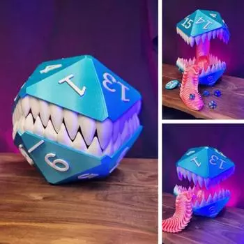Башня для имитации игральных костей, напечатанная на 3D-принтере, длинный язык демона, пластиковая коробка для хранения игральных костей, держатель для украшения рабочего стола, реквизит для настольной игры в кости синий