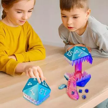 Башня для имитации игральных костей, напечатанная на 3D-принтере, длинный язык демона, пластиковая коробка для хранения игральных костей, держатель для украшения рабочего стола, реквизит для настольной игры в кости синий