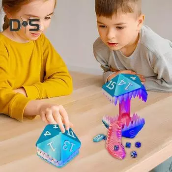 Башня для имитации игральных костей, напечатанная на 3D-принтере, длинный язык демона, пластиковая коробка для хранения игральных костей, держатель для украшения рабочего стола, реквизит для настольной игры в кости синий