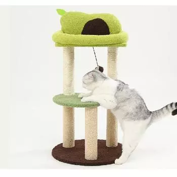 Башня из кошачьего дерева Скрытое кошачье дерево с когтеточкой и мягким плюшевым насестом Деревянная мебель для кошек Комнатный шкаф для домашних животных с несколькими Double layer