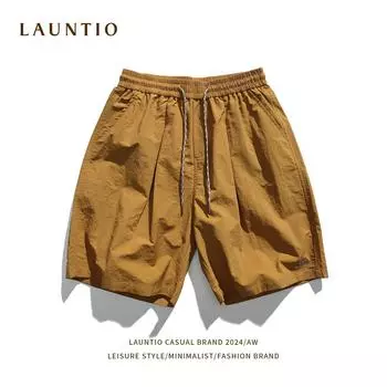 Basic Capris Men s Versatile Summer Four Color Embroidered Drawstring Loose Casual Shorts for Men M чёрный