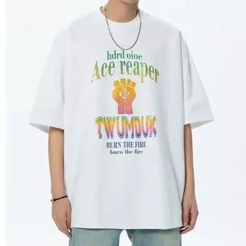 Basic Cotton T Shirt Men Fashion Print O Neck Short Sleeve T-shirts Women Casual Loose Hip Hop Top Tees Streetwears 4XL чёрный