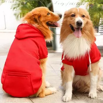Basic Dog Hoodie Soft and Warm Large Dog Hoodie Sweater with Pocket Big Dog Winter Coat Cold Weather Pet Clothes for XL-5XL Dogs XL чёрный