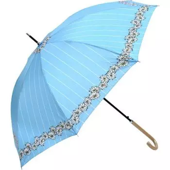 Basic Standard Long Leather Large Jump Strong Wind Floral Margaret Blue Umbrella, Women s, Large, Stylish, Handle, Size, 60cm, One-touch Umbrella,