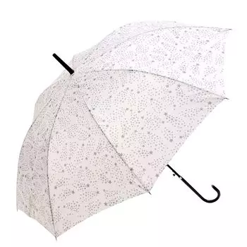 Basic Standard Long Umbrella for Slender and Easy to Stylish Leather Jump Fiberglass Star Meteor Off White Women, Hold, Handle, 58cm, One-Touch