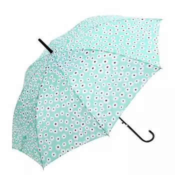Basic Standard Long Umbrella for Slender and Easy to Stylish Leather Jump Glass Fiber Petal L Green Women, Hold, Handle, 58cm, One-touch Umbrella,