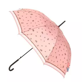 Basic Standard Long Umbrella for Women Cute Design Stylish Leather Handle 58cm Jump Umbrella Durable Windproof Glass Fiber Bone Pastel Antique Pink