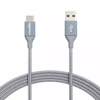 Basic USB C Cable (USB-C to USB-A 2.0) Fast Charging Nylon Braided Cord Speed ??480Mbps USB-IF Certified for Apple iPhone 15/iPad/Samsung Galaxy/Table