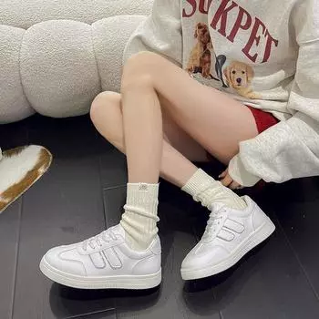 Basic versatile white white shoes children spring and autumn 2025 new sports and leisure flat baseplate shoes 36 серебряный