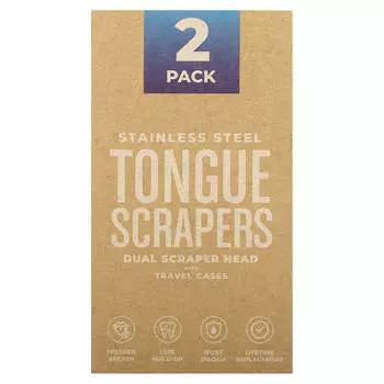 basicConcepts, Скребок для языка из нержавеющей стали, 2 шт. в упаковке