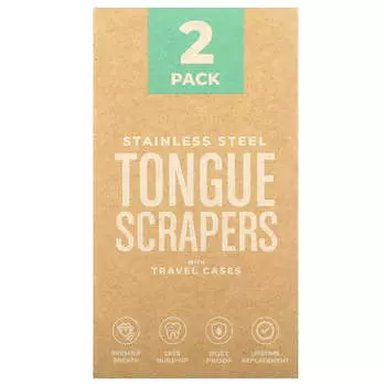 basicConcepts, Скребок для языка из нержавеющей стали, 2 шт. в упаковке