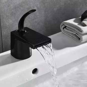 Basin Faucet Gold Waterfall Faucet Bathroom Faucet Deck Mounted Bathroom Toilet Basin Faucet Mixer Tap Hot and Cold Sink Faucet