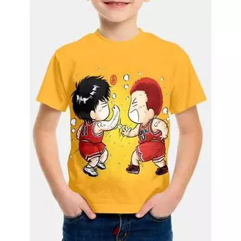 Baskball Dunk Shohoku Sakuragi Hanamichi Rukawa 2025 Детская одежда Одежда для мальчиков Футболки Футболки для детей с коротким рукавом 100cm