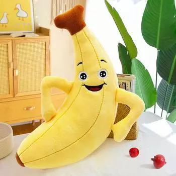 Basket of fruit simulation fruit plush toys apple banana raspberry idyllic style ornaments soft pillow, event party dolls