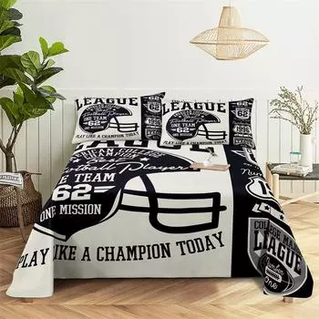 Basketball Bed Sheet Set Bedding Set Bed Flat Sheet Sporting Style Boy Girl Bedsheet Bedding King Bed Sheets and Pillowcases 150X230cm(2Pcs)