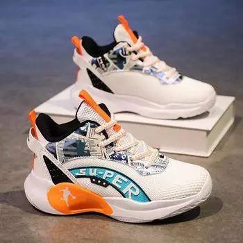 Basketball shoes 2025 new children s casual sports shoes medium and large boys and boys mesh breathable non-slip running shoes 31