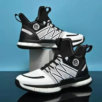 Basketball shoes men s high top 2025 autumn new flying woven breathable Wuchao shoes Korean version fashion student casual sports shoes 39