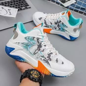 Basketball shoes men s shoes fashion comfortable and lightweight men s sports running shoes foreign trade casual shoes 39 синий