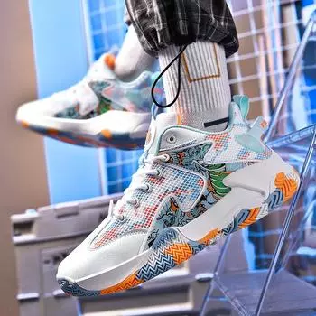 Basketball shoes men s shoes new summer mesh primary and secondary school students older children s sports shoes cement ground actual combat boot 36
