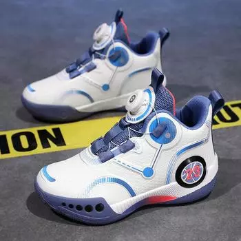 Basketball shoes new leather rotating buckle classmates youth basketball shoes sports shoes parent-child actual combat sports shoes 31