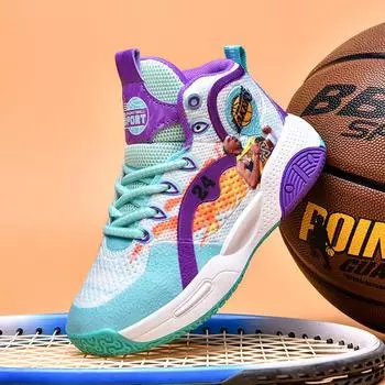 Basketball shoes Sports shoes Wear-resistant children s basketball shoes Breathable mesh Painted medium and older children s shoes Non-slip basketb 31