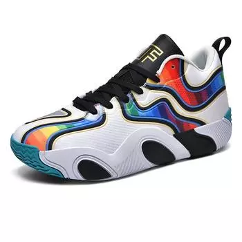 Basketball shoes youth boots new actual combat blue sneakers rubber sole training shoes men s medium and small shoes 36