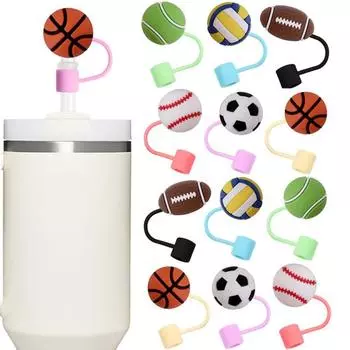 Basketball Silicone Straw Plug Cute Ball Straw Topper Cap Drinking Straw Dust Cap Cup Accessories Q-01