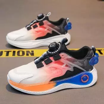 Basketball sneakers men s summer fly-woven mesh breathable student rotating button thick-soled shock-absorbing non-slip grip sneakers 39