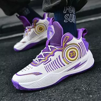 Баскетбольная актуальная спортивная обувь прочная мужская новая осенне-зимняя дышащая сетчатая обувь для учеников младших классов средней школы черные кроссовки 36 бежевый